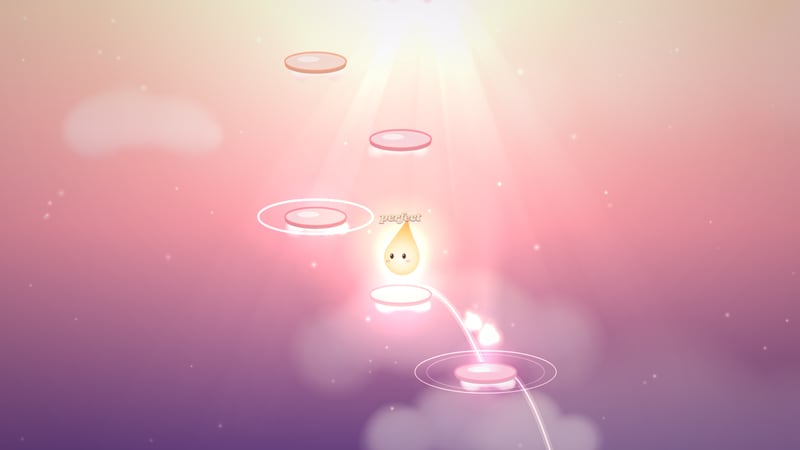 Wiz o Wisp: a glowing wisp hopping between floating steps of light